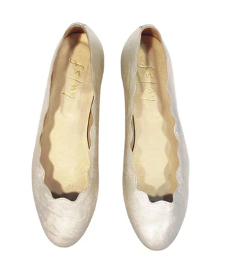 FS/NY Jigsaw $200 Scalloped Metallic Leather Ballet Flats 11 - Made in SPAIN - Image 1 of 4