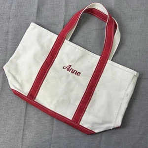 Bolso de Mano LL Bean Boat & Tote Rojo Mediano Lona Años 90 Anne - Imagen 1 de 11