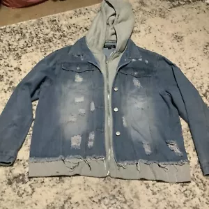 Thrill Jean distressed hooded denim jacket Size 3XL - Picture 1 of 6