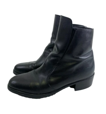 Munro Leather Ankle Boot Side Zip Low Heel Black Comfort Low Heel Womens 8 - Image 1 of 4