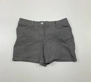 Jones New York Sport Womens Size 14 Black White Striped Seersucker Chino Shorts - Picture 1 of 10