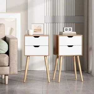 JAXTASY Set of 2 Bedroom Nightstands Bedside Table Storage w/ 2 Drawers - Picture 1 of 5