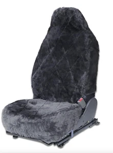 OxGord Genuine Sheepskin Car Seat Cover – Gray Lambswool Plush Fleece Front Seat - Foto 1 di 4