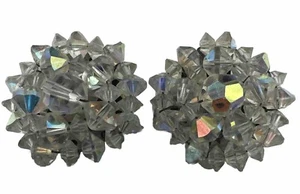 Orecchini Vintage Aurora Boreale Cristallo Perline Clip On - Splendididi! - Foto 1 di 7