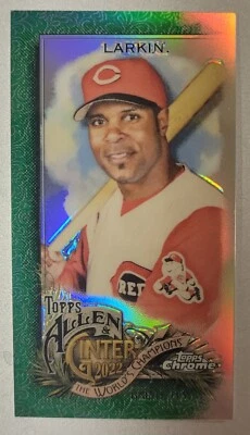 2022 Topps Allen And Ginter Chrome Barry Larkin Mini Parallel Green Refractor... - Image 1 of 2