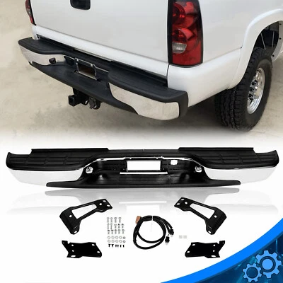 Complete Chrome Rear Step Bumper For 1999-07 Chevy Silverado 2500 3500HD - Image 1 of 4