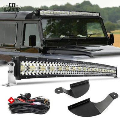 Curved 52” Led Light Bar Brackets Mounts + Wire Fit Gutter Land Rover Defender  - Image 1 of 4