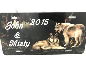 Placa Personalizada Wolf Grabada Grabada Grabada Libre Vanidad Auto Coche Etiqueta Personalizada - Imagen 1 de 12