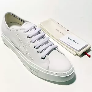 NEW Ferragamo MEDITERR 11.5 D Men's Low-Top Logo Gancini Sneakers White Shoes - Picture 1 of 5