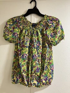 Ralph Lauren Polo Big Girls Size 16 Puff Sleeve Paisley Floral Blouse Top - Picture 1 of 8