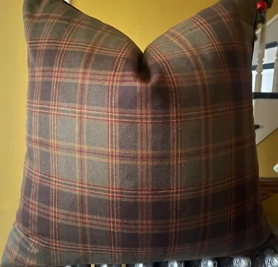 Ralph Lauren Dugald Plaid Chestnut 100% English Wool Custom Pillow Cover - Image 1 of 4