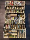 Vintage Antique Plano Fishing Tackle Box Fully Loaded with Antique Lures &amp; Gear