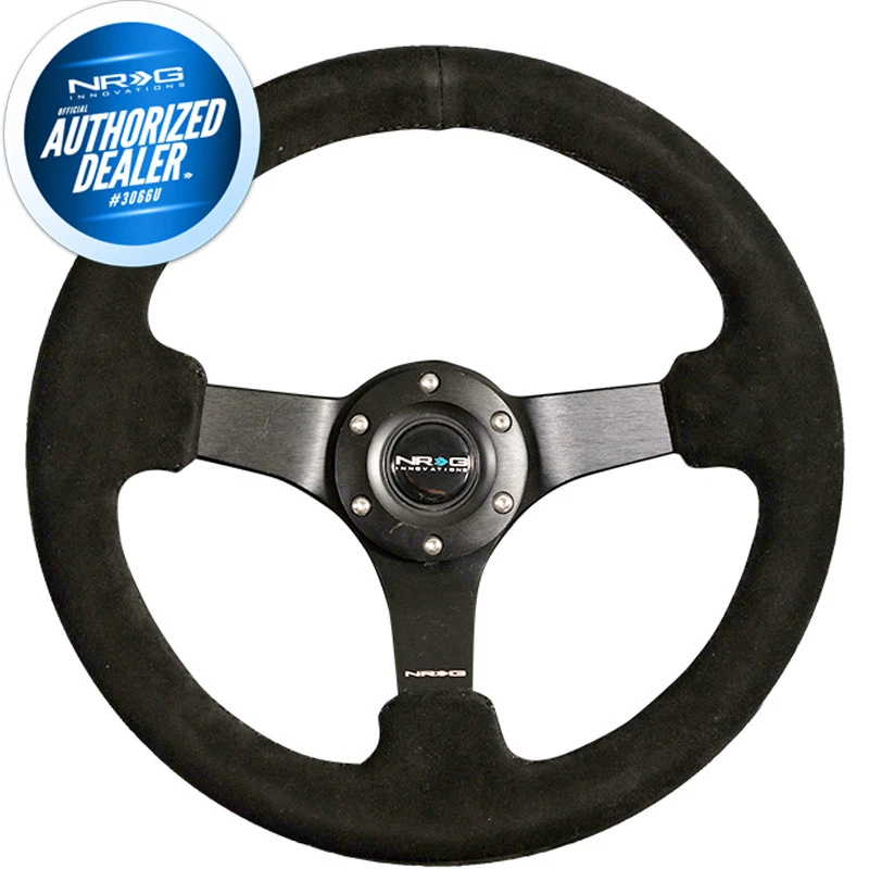 NEW NRG REINFORCED 330MM 3"DEEP DISH BLACK SUEDE STEERING WHEEL RST-033BK-S - Image 1 of 4
