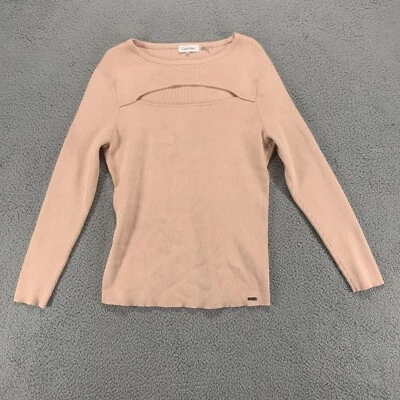 Suéter Calvin Klein Mujer Grande Naranja Tejido Algodón Damas Cuello Barco Logo Foto 1 de 4