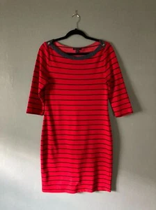 Tommy Hilfiger red & navy striped boat neck dress size medium - Picture 1 of 4