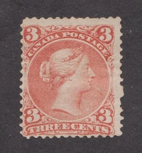 Canada No. 25i , 3c orange red Large Queen.  VG-F.  Hinged with original gum. - Bild 1 von 2