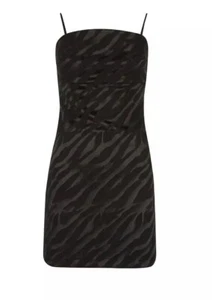 River Island schwarzes Jacquard Minikleid Gr. 14 neu mit Etikett - Bild 1 von 5