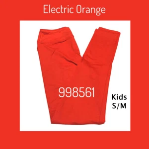 Girls S/M LuLaRoe ~ SOLID BRIGHT ELECTRIC ORANGE ~ Leggings; KIDS SIZES 2-8 - Picture 1 of 3