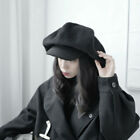 Black Chic Lady Hat Cap Beret Cotton Newsboy Gatsby Flat Oversized Gothic Casual