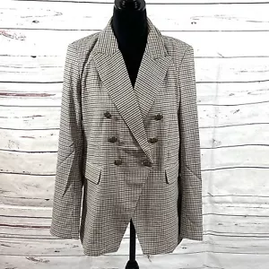 Rachel Zoe Jacket Women’s Medium Brown Blazer Double Breasted Houndstooth NWT - Picture 1 of 13