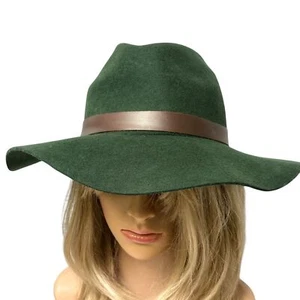 Wyeth Rancher Hat Hunter Green 100 % Wool Womens Fedora Felt One Size - Picture 1 of 13