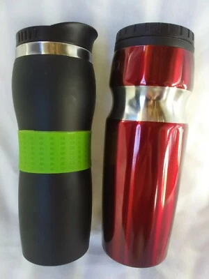 Taza de café de viaje 15 oz. Vaso de Viaje Doble Pared 8.25" Alto Nuevo Lote de 2 Foto 1 de 4