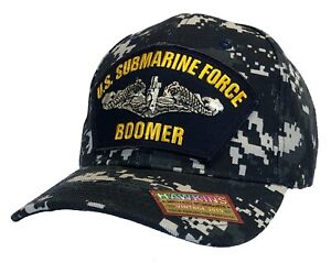 "BOOMER" U.S. Submarine Force FBM Hat Digital Blue Structured Ball Cap 