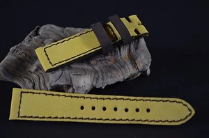 CORREA RELOJ 22 20 18 MM GENUINA PIEL NOBUK MA STRAP BAND FOREST AMARILLO MARRON - Picture 1 of 8