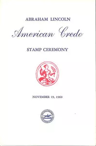 #1143-C3 First Day Ceremony Program 4c Lincoln Credo - Bild 1 von 1