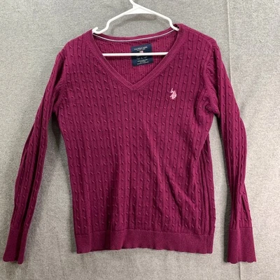 U.S. Polo Assn. Suéter para mujer grande manga larga cuello en V pulóver púrpura  Foto 1 de 4