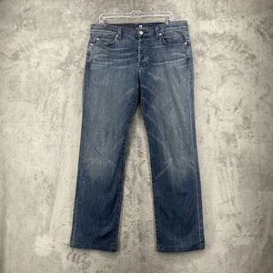 7 For All Mankind Jeans Mens 33x32 Blue Button Fly Standard Straight Fit Preppy - Picture 1 of 20