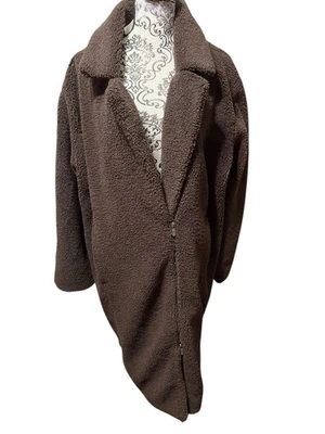 Lululemon Teddy Fleece Sherpa  Long Coat Sz 12 Relaxed Fit Brown Foto 1 de 4