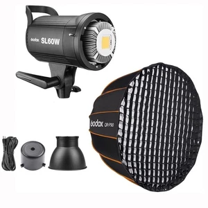 Godox SL60W 5600K luz de día luz continua estudio LED luz de video + softbox de 90 cm - Imagen 1 de 12