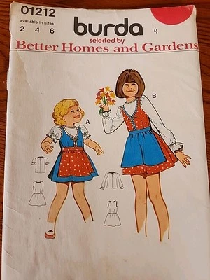 Vintage Little Girls' Dress, Jumper Blouse Pattern Burda 01212 Sz 2,4,6 UNCUT  - Image 1 of 3
