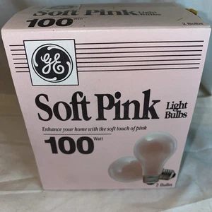 Vintage General Electric 100W Soft Pink Light Bulb Lightbulbs Two Bulbs Tested - Picture 1 of 1
