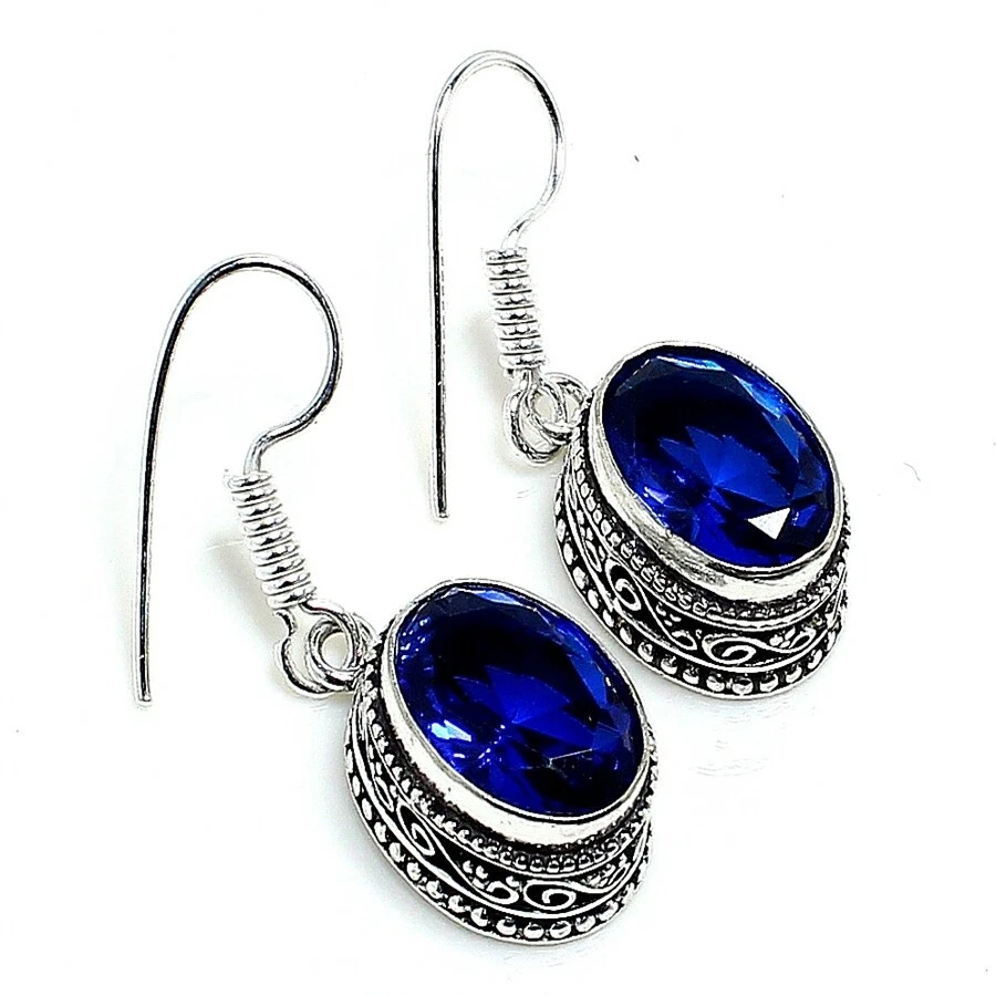 Lovely Tanzanite Handmade Gemstone 925 Starling Silver Jewelry Earring S1" - Image 1 of 1