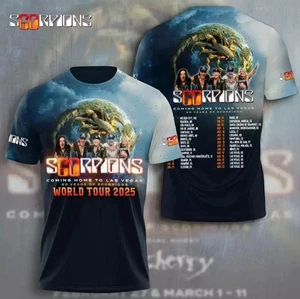 World Tour 2025 Hot Scorpions Band 3D Tshirt Polyester Unisex shirt S-5XL - Picture 1 of 2