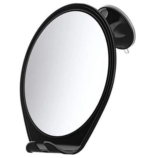 Black Shower Mirror for Shaving Fogless With Suction Razor Holder Swivel 7x7x4"