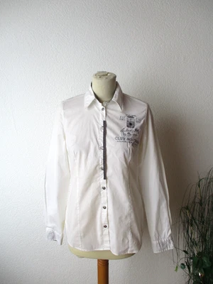 B.C. Best Connections Damen Bluse Gr. 36 weiß langarm grau-silber - Bild 1 von 4