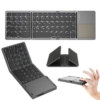 Mini Foldable Wireless Bluetooth Keyboard with Touchpad for PC Smartphone Table - Image 1 of 4