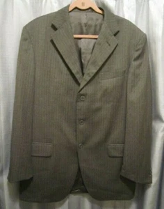 SZ 42R GIORGIO ANDREANI REDA 3 BTN GRAY WHITE STRIPE SUIT, PLEAT CUFF PANTS, EUC - Picture 1 of 12