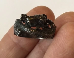 VINTAGE ART DECO STERLING SILVER DRAGON RING - Picture 1 of 4