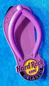 ORLANDO 2014 PURPLE BEACH FLIP FLOP GREETINGS SHOE SANDAL Hard Rock Cafe PIN - Picture 1 of 1