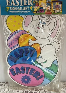 Vintage Ostern Hof Schild Pfahl Deko Impact Kunststoff Set groß 1993 23 Zoll - Bild 1 von 3