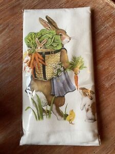Mary Lake Thompson Easter Flour Sack Towel Mama Rabbit, Baby Bunnies, Chick
