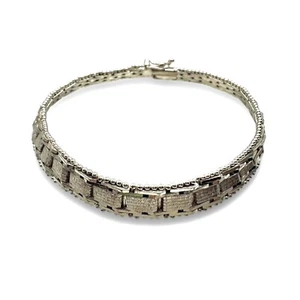ITALY Sterling Silver Graduated Woven Taper Textured Bracelet 925 Vintage 7.25" - Picture 1 of 6