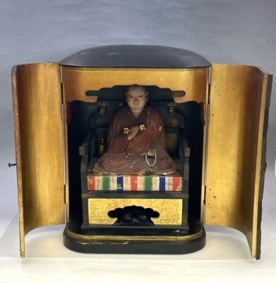 Antigua estatua budista japonesa Kobo Daishi de madera en ZUSHI original H:40 cm Foto 1 de 4