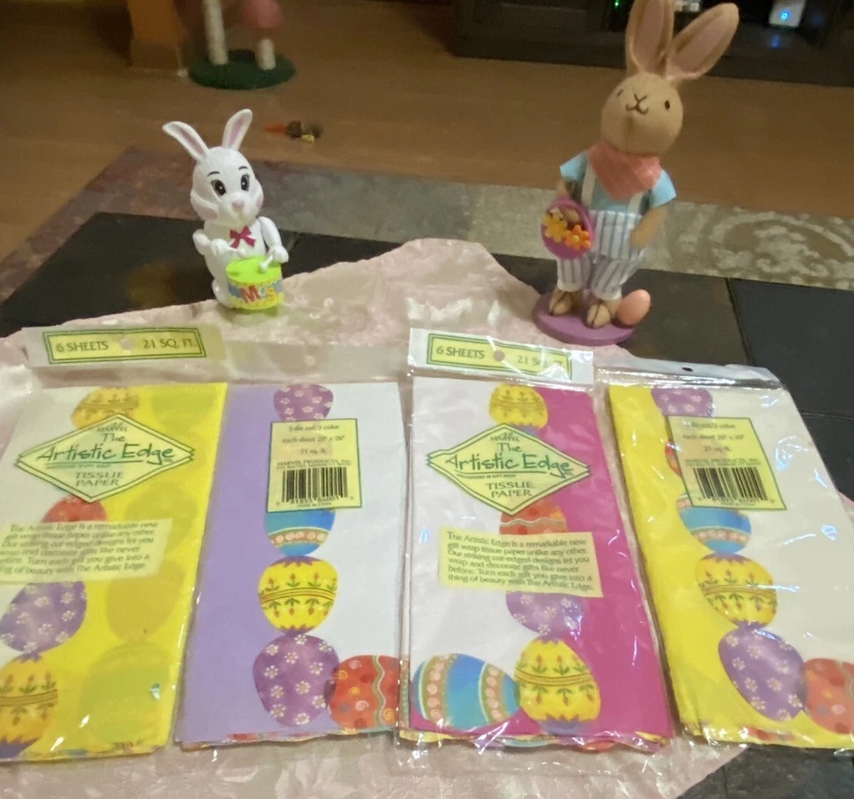 EASTER RETRO FUN- See All Pics- 6 Pieces-New- Tissue Paper(4), Picks, & Hunt Kit - Image 1 of 4