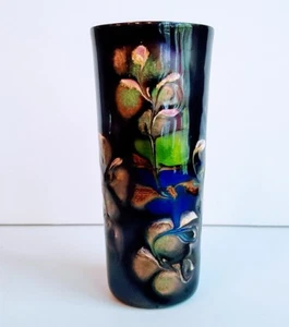 Mid Century Signed Rosel Bass Israel Iridescent Enamel over Copper Floral Vase - Picture 1 of 8