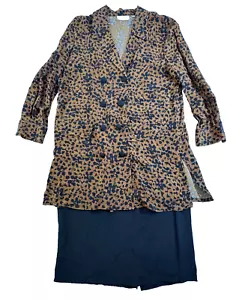 Dana Buchman Women's Silk Floral Print Cardigan Skirt Suit Size 12 - Picture 1 of 18